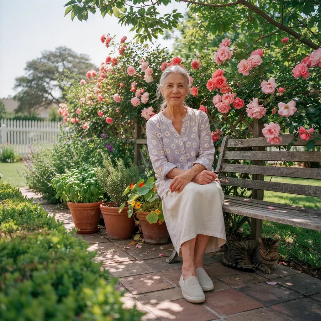 Photograph to be supplied — an older adult in ordinary life, warm light